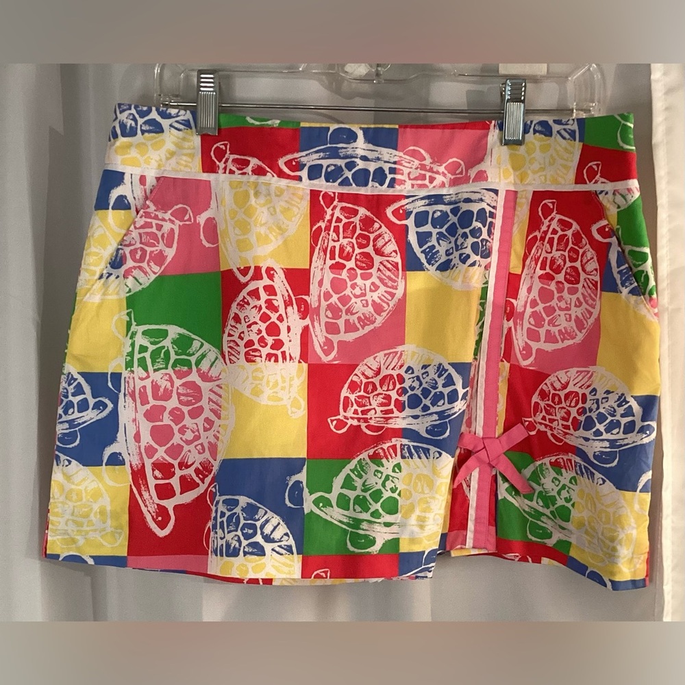 Lilly Pulitzer Rollin’ Turtles Patchwork Skort, S… - image 1